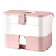 Bassulouda Case Organizer with Removable Tray Portable Handle Family Emergency Medicine Kit Pink