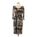 Weekend Max Mara Casual Dress - Midi Scoop Neck 3/4 sleeves: Brown Dresses - Women's Size Medium