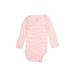 Carter's Long Sleeve Onesie: Pink Bottoms - Size Newborn