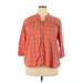 Woolrich Long Sleeve Button Down Shirt: Pink Checkered/Gingham Tops - Women's Size 2X-Large
