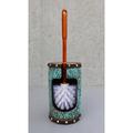 Bungalow Rose Rustic Vintage Western Turquoise Faux Leather Floral Toilet Brush & Holder Set Resin in Blue/Green/Red | Wayfair