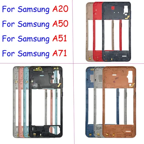 Für Samsung Galaxy A51 A71 A20 A50 Gehäuse Mittleren Frame Lünette Mittleren Platte Mit Seiten