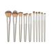 10pcs in 1 Set Champagne Hair Makeup Brushes Kit Portable Cosmetic Brushes Professional Cone Shape Brushes Wooden Handle Makeup Tools Set