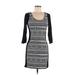 Ultra Flirt Casual Dress - Mini Scoop Neck 3/4 sleeves: Black Color Block Dresses - Women's Size Medium