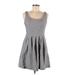 I Heart Ronson Casual Dress - Mini Scoop Neck Sleeveless: Gray Solid Dresses - Women's Size 8