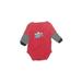 Carter's Long Sleeve Onesie: Red Bottoms - Size Newborn