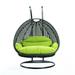 HomeStock Mediterranean Mingle Wicker Hanging 2 person Egg Swing Chair Light Green