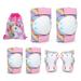 Rainbow Unicorn Knee Pads for Kids Knee Elbow Pads Wrist Guards with Drawstring Bag Adjustable Protective Gear Set for Girls Boys Roller Skating Bike Cycling Skateboard Scooter Shiny Small