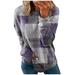 DENGDENG Long Sleeve Blouses For Women 2023 Dressy Crew Neck Party Tops Plus Size Compression Shirts Woman Cute Fall Winter Graphic Womans Clothing Plaid Tunic Tops Clearance T-Shirts Light Purple 4XL