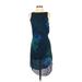 Haute Hippie Casual Dress - Sheath High Neck Sleeveless: Blue Print Dresses - Women's Size X-Small