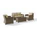 Maykoosh Medieval Majesty 4Pc Outdoor Wicker Conversation Set Sangria/Weathered Brown - Loveseat Coffee Table & 2 Arm Chairs