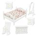 1:12 Mini Furniture Double Bed Long Mirror Bedside Table Chair Cabinet Doll House Accessories6pcs / Set