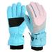 Qcmgmg Kids Gloves Ski Solid Thick Thermal Winter for Kids Gloves S