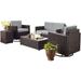 HomeStock Art Nouveau Allure 5Pc Outdoor Wicker Conversation Set Sand/Brown - Loveseat Side Table Coffee Table & 2 Swivel Chairs