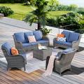 Ovios 5 Pieces Outdoor Furniture Wicker Patio Sectional Sofa with Side Table