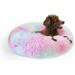 Nisrada Calming Donut Dog Bed Anti-Anxiety Self Warming Cozy Soft Plush Round Pet Bed Ideal for Both Home & Travel 20 L x 20 W x 8 H