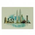 Landscape Cutting Board East Kuala Lumpur Cityscape Buildings Palms Tropical Country Image Art Decorative Tempered Glass Cutting and Serving Board Small Size Multicolor by Ambesonne