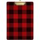 bestwell Red Black Plaid Clipboard Acrylic Fashion Letter A4 Size Clipboards with Gold Metal Clip for Nurses Students Women Man and Kids