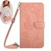 Dteck Crossbody Wallet Phone Case for Samsung Galaxy S9+ PU Leather Butterfly Embossed Magnetic Folio Flip Stand Cover with Shoulder Strap Lanyard Wristlet for Samsung Galaxy S9 Plus Pink