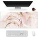 Extended Gaming Mouse Pad XXL Large Keyboard Mat Long Mousepad Desk Decor Writing Pad Non Slip Rubber Base Stitched Edges for Work Game Office Home 35.1 x 15.7 Pink Marble