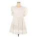 Peter Som Collective Casual Dress - A-Line Crew Neck Short sleeves: White Solid Dresses - Women's Size 14