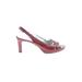 Etienne Aigner Heels: Slingback Stilleto Casual Burgundy Print Shoes - Women's Size 10 - Open Toe