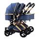 Twin Umbrella Pram Stroller,Double Infant Stroller Foldable Tandem Stroller for Toddler,Detachable 2 Single Strollers Double Pushchair with Reversible Bassinet,Adjustable Canopy (Color : Blue-1)