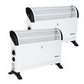 Geepas 2000W Convection Heater, Pack of 2 | Electric Convector Radiator Heater, 3 Heat Settings (750/1250 / 2000 W) | Adjustable Thermostat & Overheat Protection | Ideal for Home or Office, White