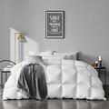 APSMILE King Size Goose Feather Down Comforter - Ultra Soft All Seasons 100% Organic Cotton Feather Down Duvet Insert Medium Warm Quilted Bed Comforter with Corner Tabs (106x90,Ivory White)