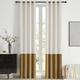 BULBUL Color Block Window Curtains Panels 96 inches Long Cream Ivory Gold Velvet Farmhouse Drapes for Bedroom Living Room Darkening Treatment with Grommet Set of 2