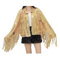 THUCHENYUC Fringe Jacket Women, Women's Tassel Sequin Jacket Long Sleeve Fringe Denim Jacket Cowboy Style Coat (Color : Gold, Size : One Size)