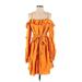 Marissa Webb Collective Casual Dress - Mini Plunge 3/4 sleeves: Orange Print Dresses - Women's Size 2