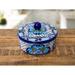 Bungalow Rose Magdaia Handmade Mexican Talavera Traditional Tortilla Wormer Holder Bowl & Lid in Green/Blue | 5 H x 8 W x 8 D in | Wayfair