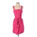 Ann Taylor Casual Dress - Mini Square Sleeveless: Pink Print Dresses - Women's Size 4 Petite