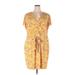 AX Paris Casual Dress - Mini V Neck Short sleeves: Yellow Dresses - Women's Size 24