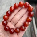 Natural Red Carnelian Beaded Bracelets Natural Red Agate Onyx Stone Beads Stretch Bracelets Yoga