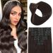 Clip in Hair Extensions Real Human Hair Straight Hair 100% Human Hair Extensions Brazilian Remy Human Hair Clip in Hair Extensions 8pcs Per Set with 18Clips 50g Double Weft Handmade 10Inch #2 Darkest