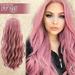 SDJMa Long Pink Purple Curly Wigs for Women Natural Pink Synthetic Wig with Middle Part Heat Resistant for Daily Party Hair Replacement Wigs 26 inches