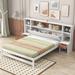 Full Platform Bed with Storage Headboard & Drawers, Rustic Solid Wood Bed Frame w/Wood Slats Support, No Box Spring Needed,White