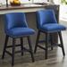 26" Upholstered Swivel Bar Stools Set of 2, Modern Linen Fabric Counter Height Bar Stools w/Nail Head Design & Wood Frame