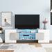 LED TV Stand Media Console Table with Glass Shelf, White+Grey - 78.70" x 11.00" x 23.80"