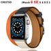 Double Tour Leather Bands Compatible for Apple Watch Bands 45mm 41mm 49mm 44mm 42mm 38mm 40mm Genuine Leather correa bracelet For iWatch Strap Series 8 SE ULRL 7 6 5 4 3 Women Men band