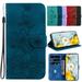 Dteck for Google Pixel 7 Pro Wallet Case Premium PU Leather Embossed Pattern Folio Flip Case with Card Holders Wrist Strap Kickstand Folio Purse Cover for Google Pixel 7 Pro Blue Lily