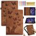 For Samsung Galaxy Tab A8 10.5 Inch 2022 Model (SM-X200/X205) Decase Butterfly Cat Pattern Folio Flip Case with Pen Holder Lightweight Anti-Scratch Tablet Cover Brown