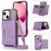 iPhone 13 Wallet Case Cover for Women Men iPhone 13 Case with Strap Glitter PU Leather Crossbody Strap RFID Blocking Kickstand Magnetic Clasp Phone Case for iPhone 13 6.1 inch 2021 Purple