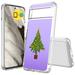 TalkingCase Hybrid Phone Cover Compatible for Google Pixel 7a Xmas Tree Print w/ Glass Screen Protector Acrylic Back Raised Edges Print in USA