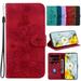 Dteck for Samsung Galaxy S22 Ultra Wallet Case Premium PU Leather Embossed Pattern Folio Flip Case with Card Holders Wrist Strap Kickstand Folio Purse Cover for Samsung Galaxy S22 Ultra Red Lily