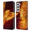 Head Case Designs Officially Licensed Tom Wood Fire Creatures Phoenix Leather Book Wallet Case Cover Compatible with Samsung Galaxy S22 5G