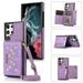 Galaxy S23 Ultra Wallet Case Cover for Women Men Glitter PU Leather Crossbody Strap RFID Blocking Kickstand Magnetic Clasp Phone Case for Samsung Galaxy S23 Ultra 5G 6.8 inch 2023 Purple