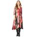 Plus Size Women's Easy Faux Wrap Dress by Catherines in Poppy Red Abstract Brushstroke (Size 2XWP)